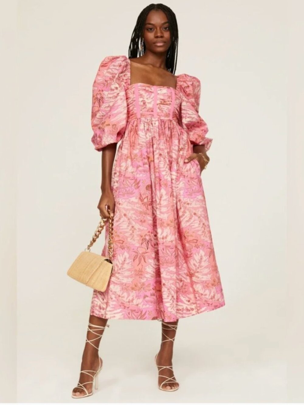 Ulla Johnson Camellia Leilani Dress Size 4 Pink Floral Puff Sleeve Mini Prairie